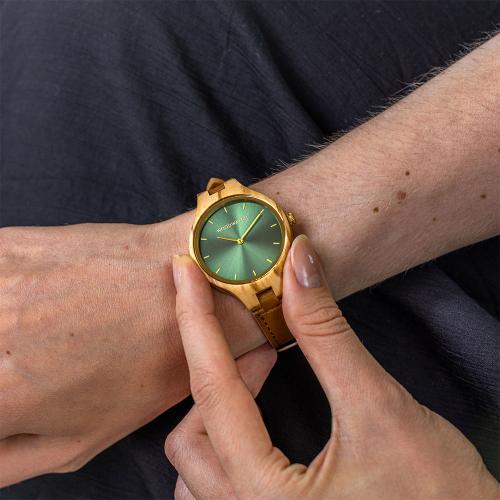 Houten Horloge Jaded Hill - Dark Brown Cactus