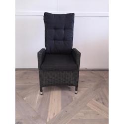 Kos wicker verstelbare stoel, alu frame half rond wicker!
