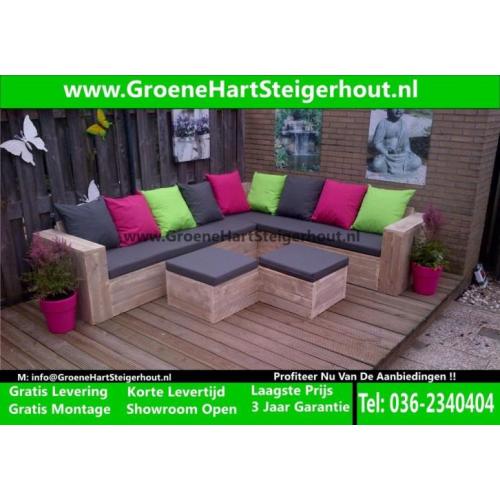 Steigerhouten LOUNGE Bank Hoekbank Loungeset GRATIS LEVERING