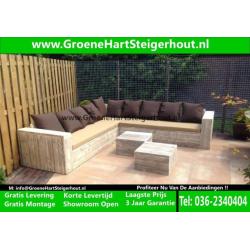 Steigerhouten LOUNGE Bank Hoekbank Loungeset GRATIS LEVERING
