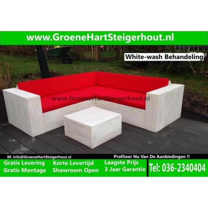 Steigerhouten LOUNGE Bank Hoekbank Loungeset GRATIS LEVERING