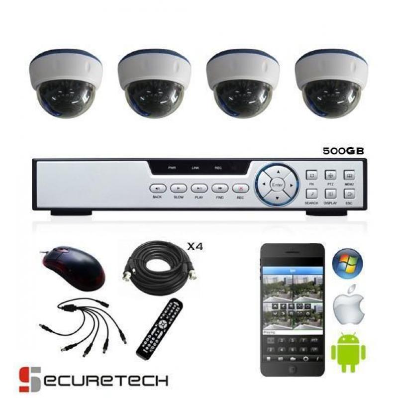Compleet professioneel 4 Dome camera opname bewaking systeem
