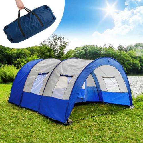 XXL camping tent waterdicht 4-6 personen grijs-blauw 401687