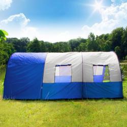 XXL camping tent waterdicht 4-6 personen grijs-blauw 401687