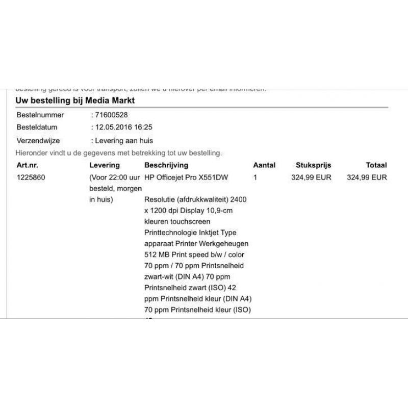 HP printer Officejet Pro X551dw