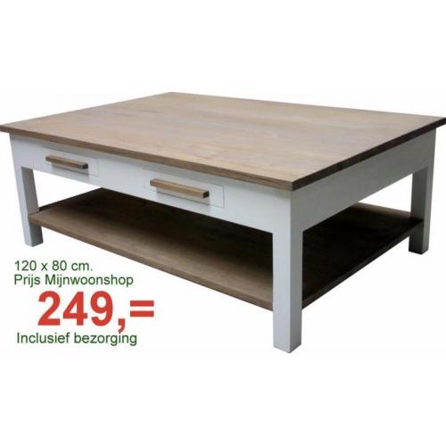 Salontafel Wit met Hout 120x80 cm | € 249,= incl. bezorging