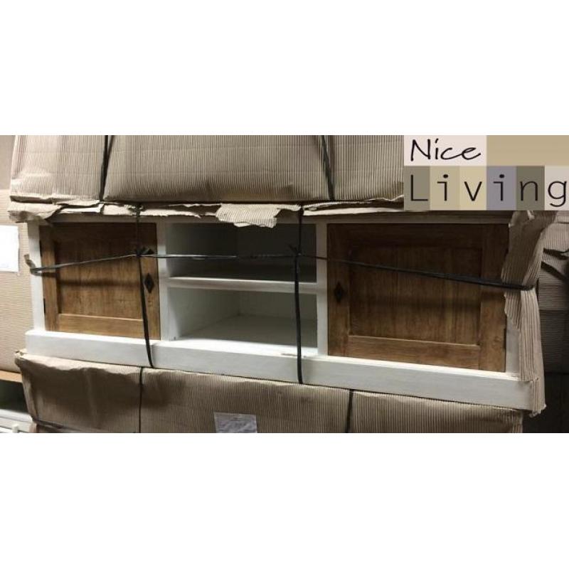 Landelijke tv meubel Riviera teak deuren teak blad