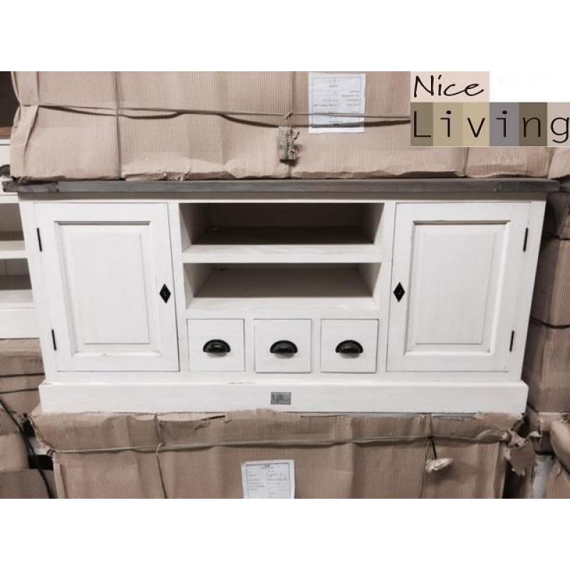 Landelijke tv meubel Riviera teak deuren teak blad