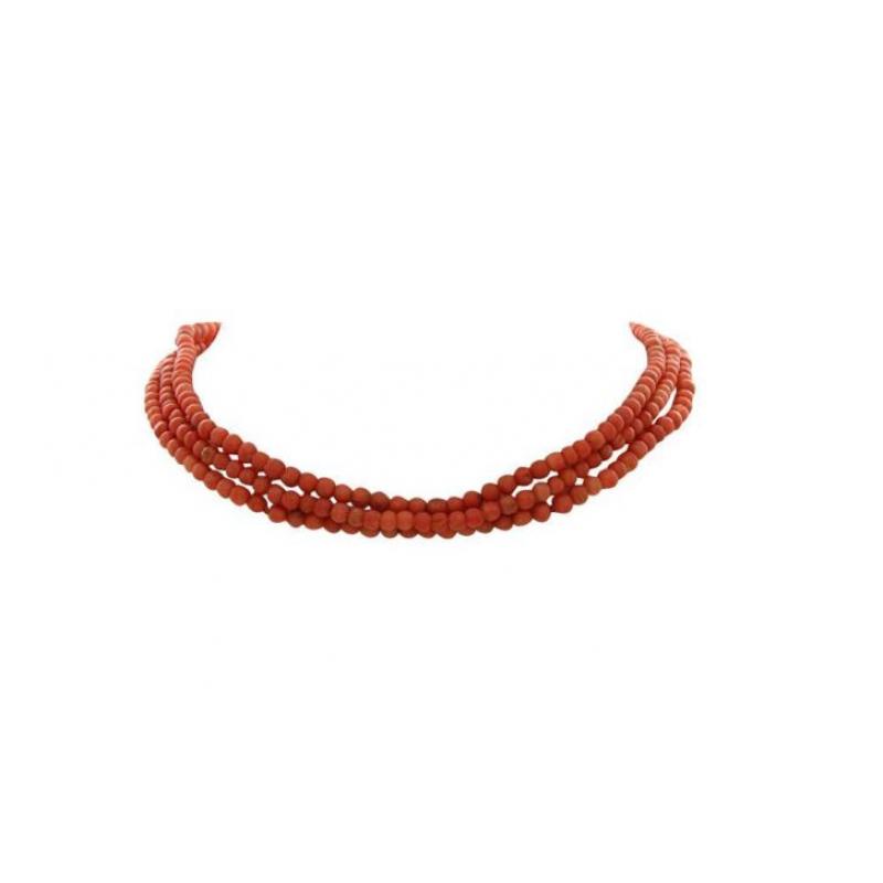 Bloedkoralen collier met gouden sierslot 14 krt