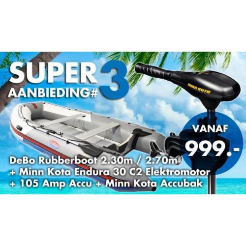 DeBo Rubberboot + Minn kota Elektromotor + 105 amp accu + .