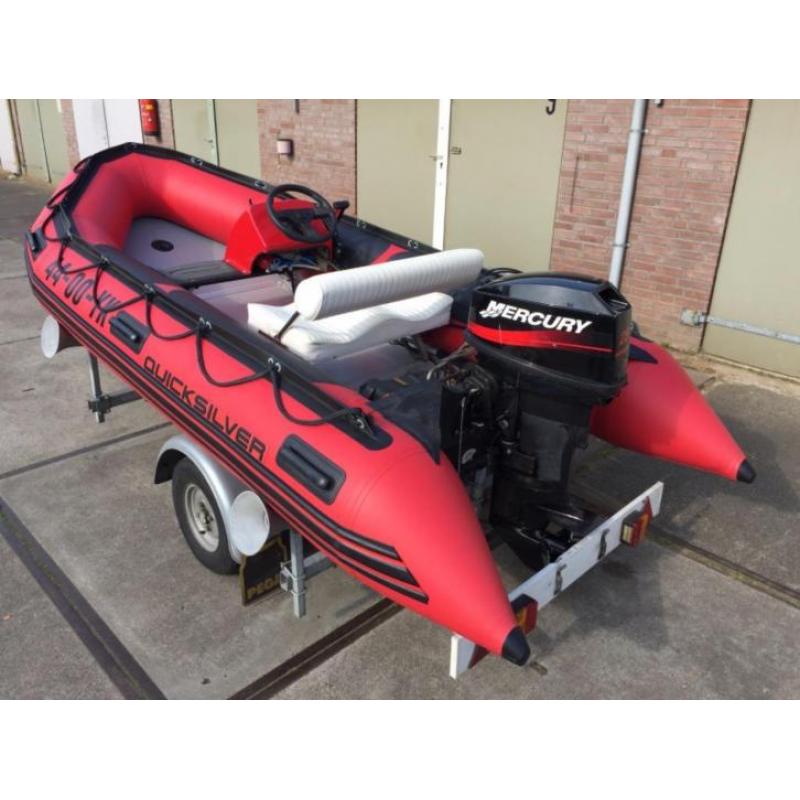 PRACHTIGE QUICKSILVER 380HD + MERCURY motor & PEGA trailer!!