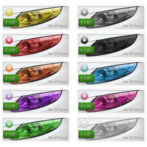 Tint koplamp folie - Lampenfolie - 10 kleuren binnen 24u ver