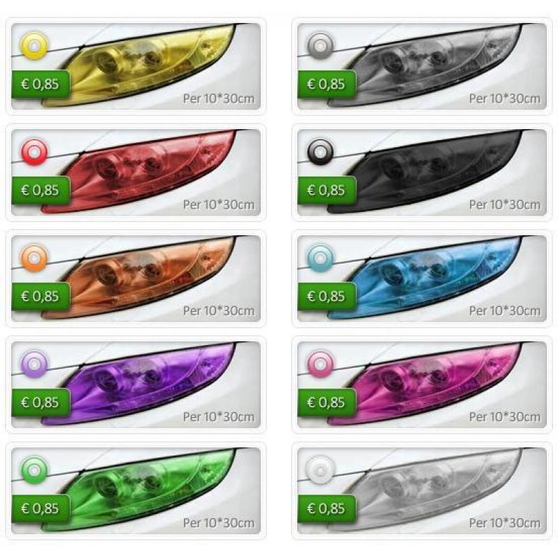 Tint koplamp folie - Lampenfolie - 10 kleuren binnen 24u ver
