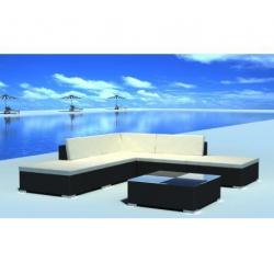 Poly Rattan loungeset 15-delig (zwart)