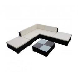 Poly Rattan loungeset 15-delig (zwart)