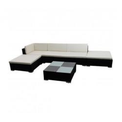 Poly Rattan loungeset 15-delig (zwart)