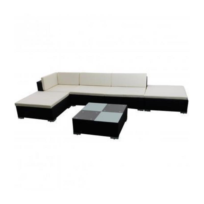 Poly Rattan loungeset 15-delig (zwart)