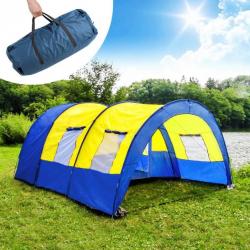 XXL camping tent waterdicht 4-6 personen blauw-geel 401686
