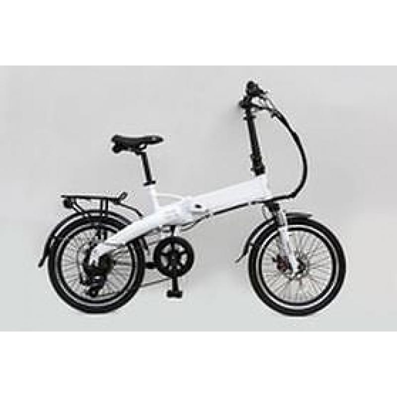 Elektrische vouwfiets wit sterk frame met gashendel >> 80km