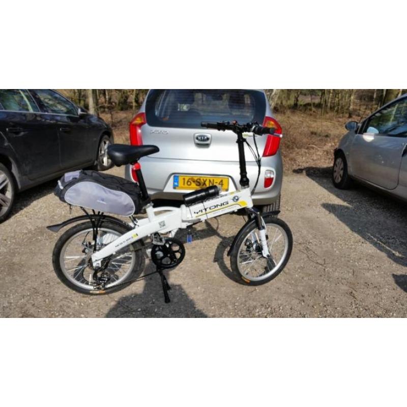 Elektrische vouwfiets wit sterk frame met gashendel >> 80km