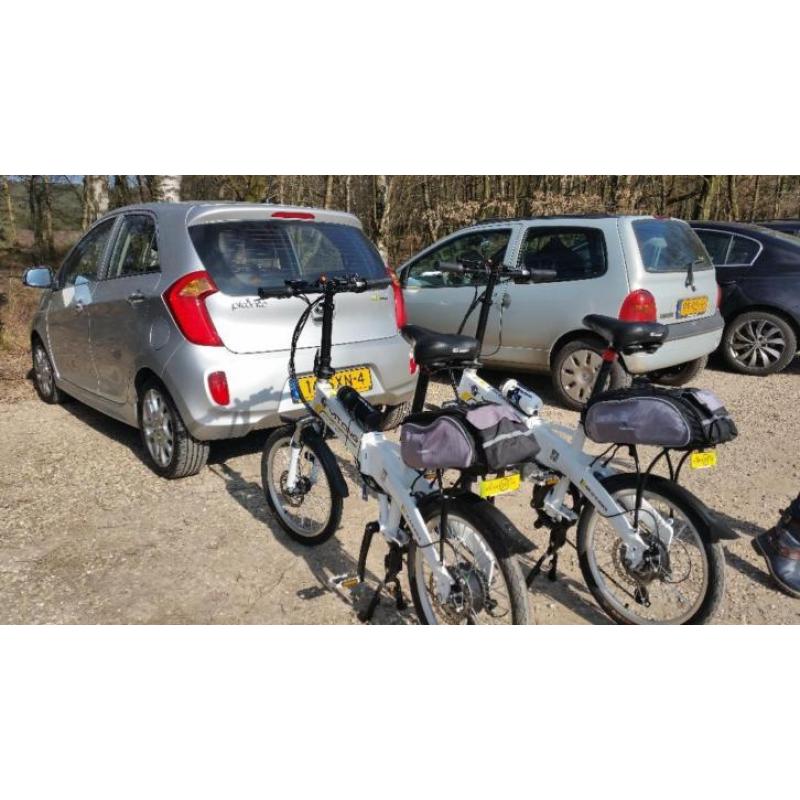 Elektrische vouwfiets wit sterk frame met gashendel >> 80km