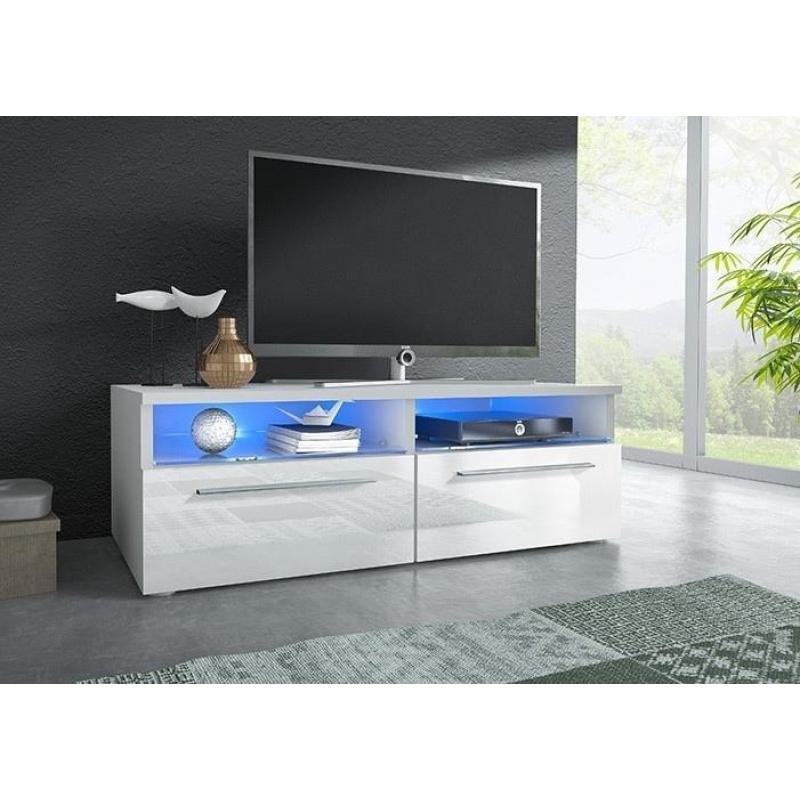 TV meubel - dressoir Sieno met LED verlichting (mat wit /