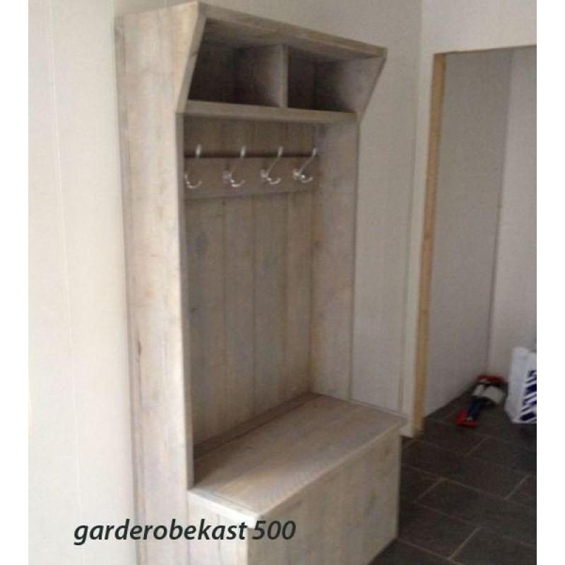 Garderobekast /Kapstokkast / Vestiaire van echt Steigerhout