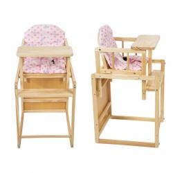 2-in-1 kinderstoel kinderstoeltje hout met tafel roze 401322