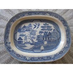Zeer grote antieke 'blue willow' Staffordshire schotel