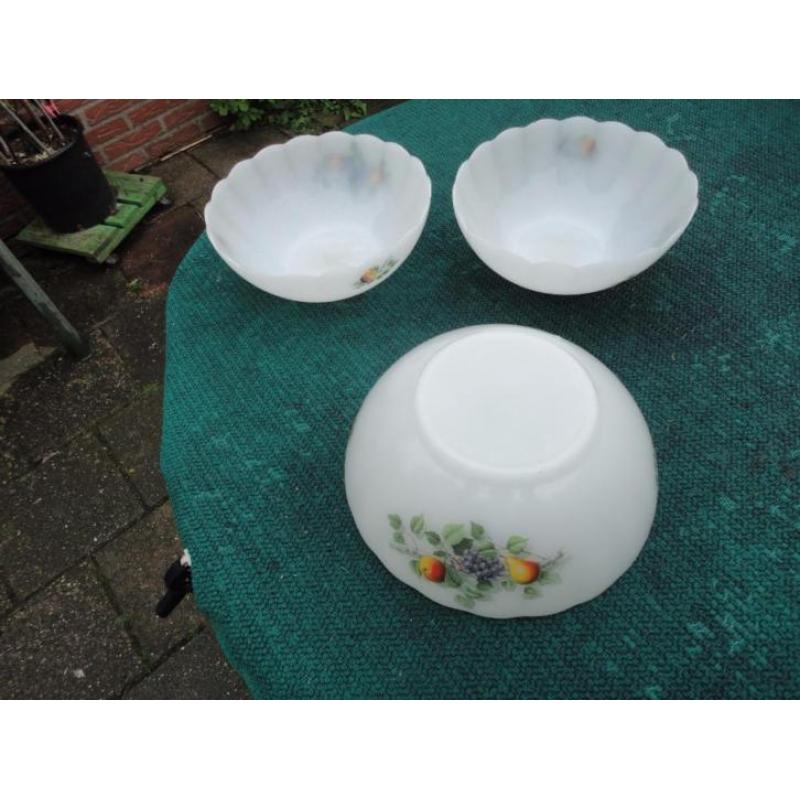 3 grote arcopal schalen