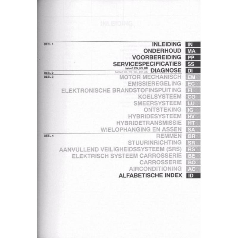 2000 Toyota Prius reparatiehandboek Nederlands 4-delig