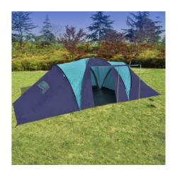 Polyester 9-persoons kampeertent (donkerblauw/blauw)