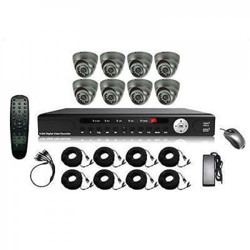 8 kanaals camerabeveiligingssysteem met 8 dome camera's