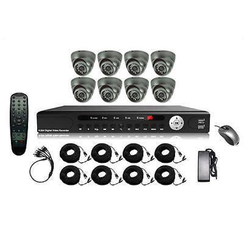 8 kanaals camerabeveiligingssysteem met 8 dome camera's