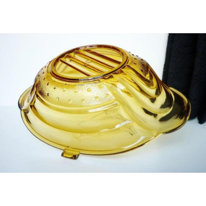 Antieke Art Deco Jugendstil Schaal 100%Gaaf Ovaal Geel Glas