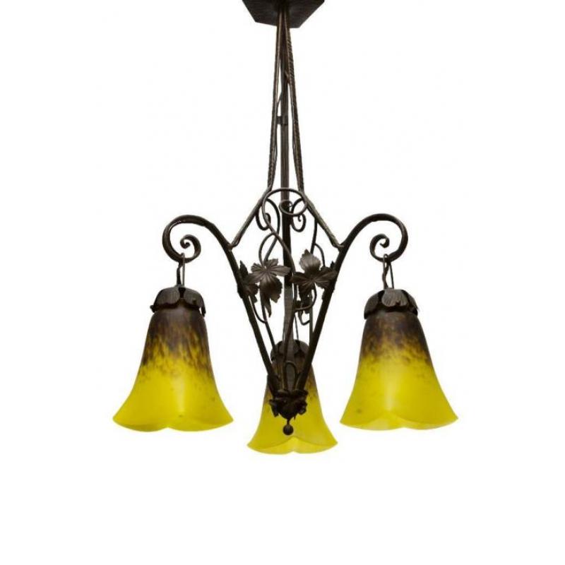 Antieke Lampen, Franse Hanglampen, Degue, Schneider e.a.