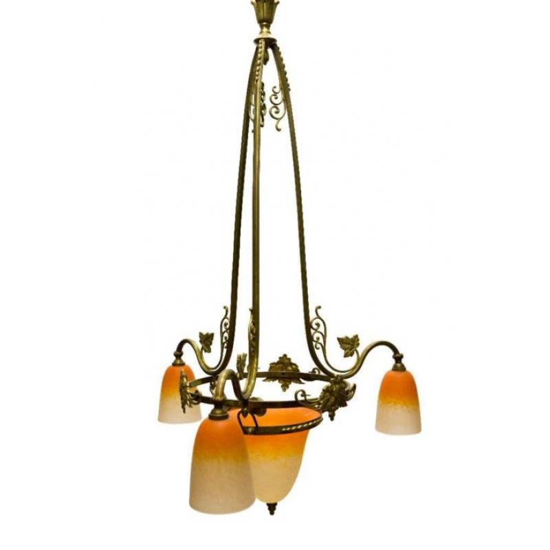 Antieke Lampen, Franse Hanglampen, Degue, Schneider e.a.