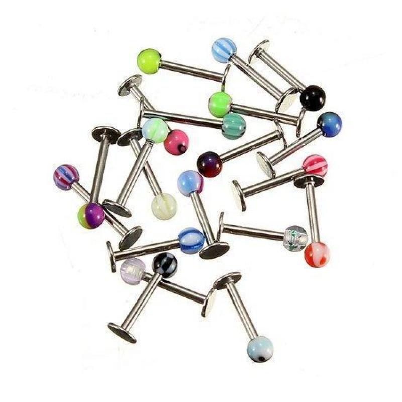 20Pcs Mix Lip Rings Labret Studs Piercing Ball Bar Body J...