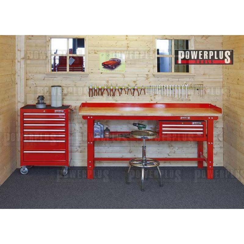 Complete werkplek werkbank gereedschapkist gereedschapswagen