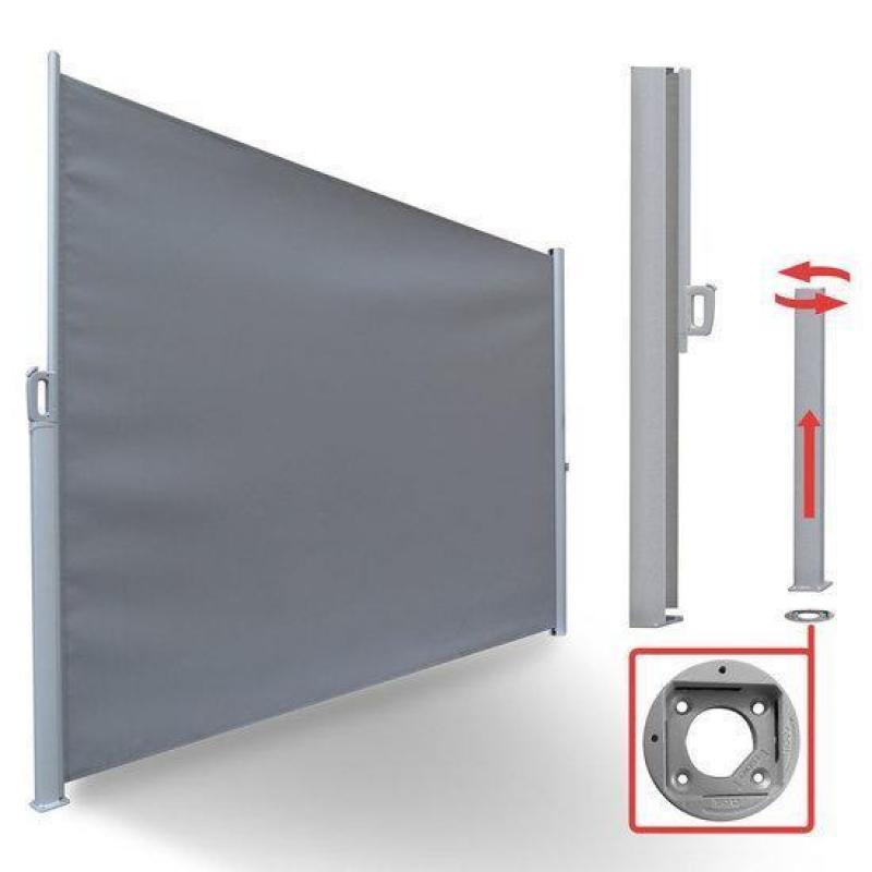 Oprolbaar windscherm 180 x 300 cm antraciet met flexibele...