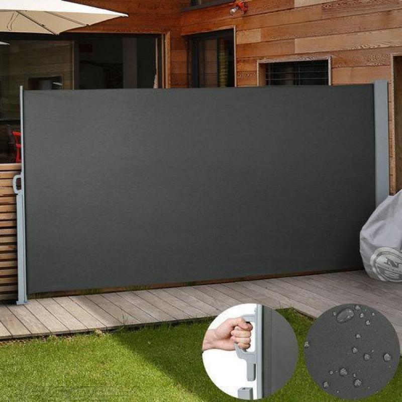 Oprolbaar windscherm 180 x 300 cm antraciet met flexibele...