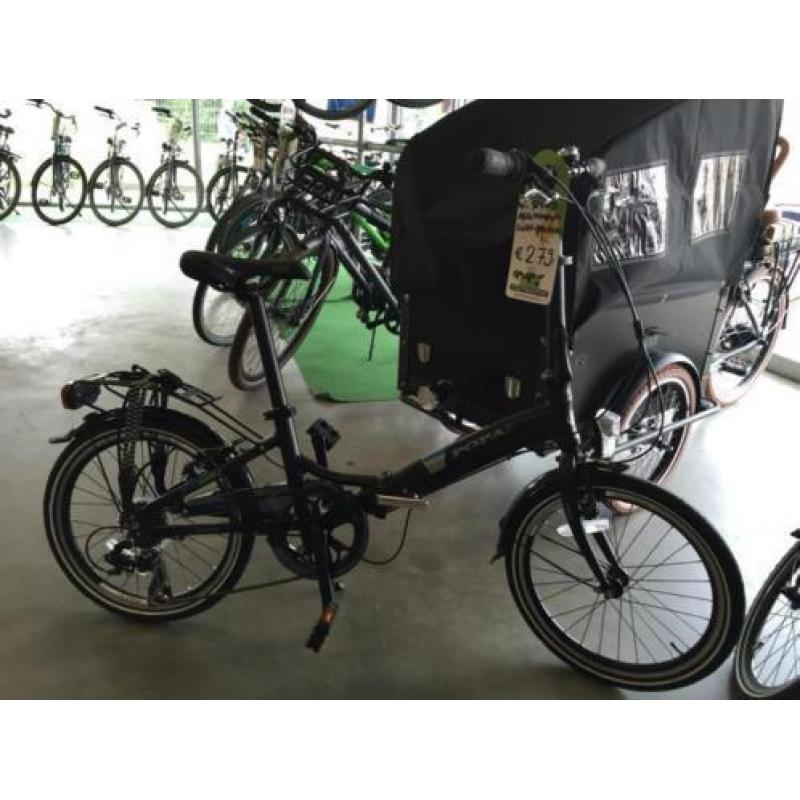 Vouwfiets fietsen 20 inch mat zwart 6 v aanbieding op=op !!
