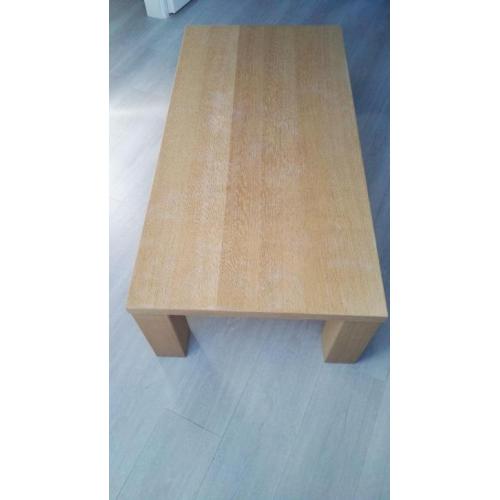 Robuuste massief eiken salontafel, kleur: whitewash, Z.G.A.N