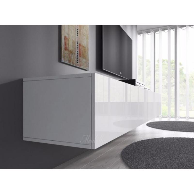 ACTIE > Zwevend hoogglans wit TV-Meubel 200 cm Flame XL