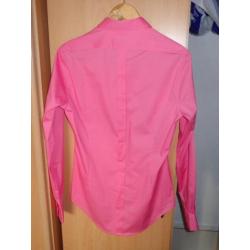 Prachtig roze slim fit heren overhemd blouse van WE mt M