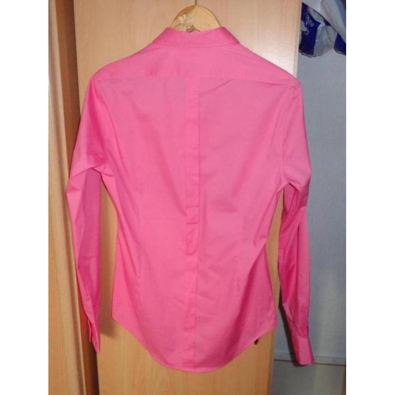 Prachtig roze slim fit heren overhemd blouse van WE mt M