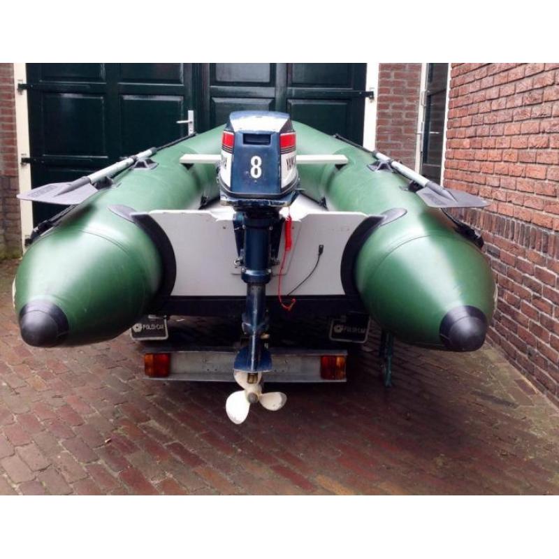 Rubberboot met aanhanger en 8pk Yamaha buitenboordmotor