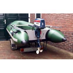 Rubberboot met aanhanger en 8pk Yamaha buitenboordmotor