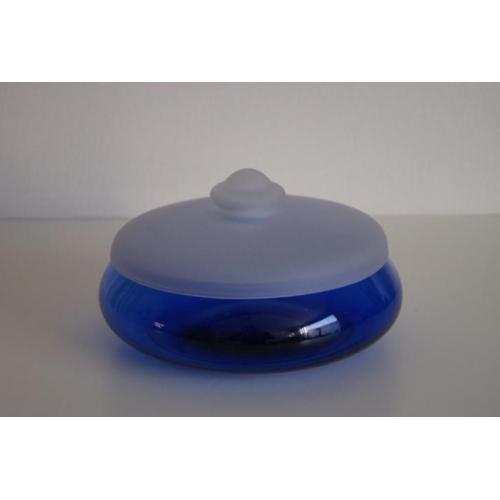 Royal Leerdam glas Boon koekschaal blauw