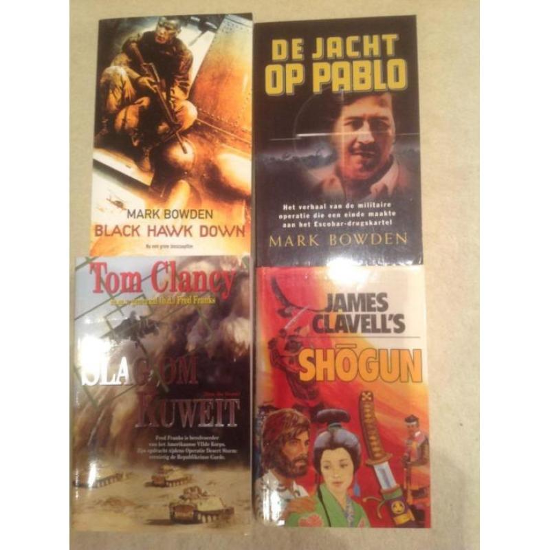 Boeken te koop van Tom Clancy, James Clavell, Mark Bowden.